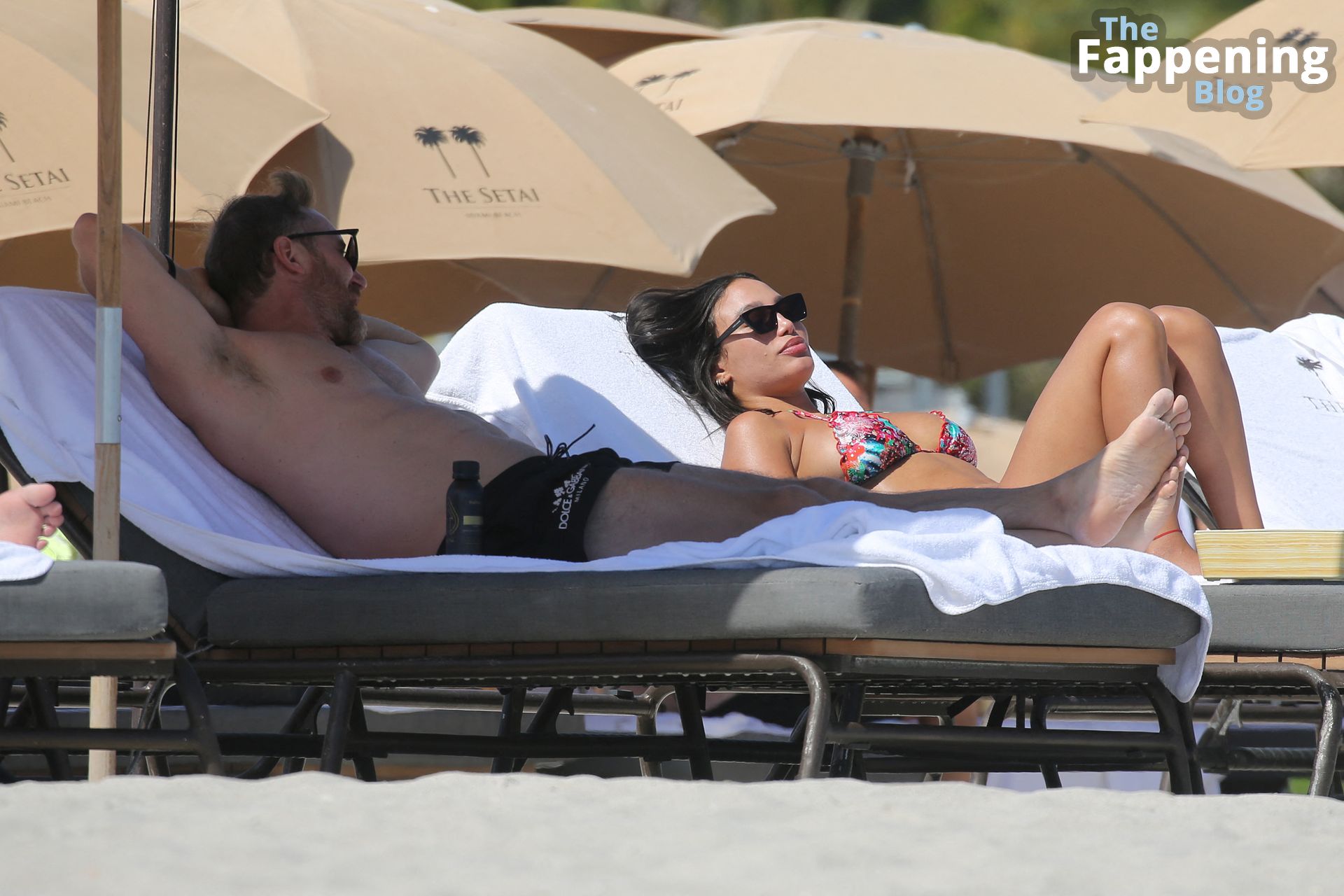 Jessica Ledon &amp; David Guetta Enjoy a Day on the Beach in Miami (27 Photos)