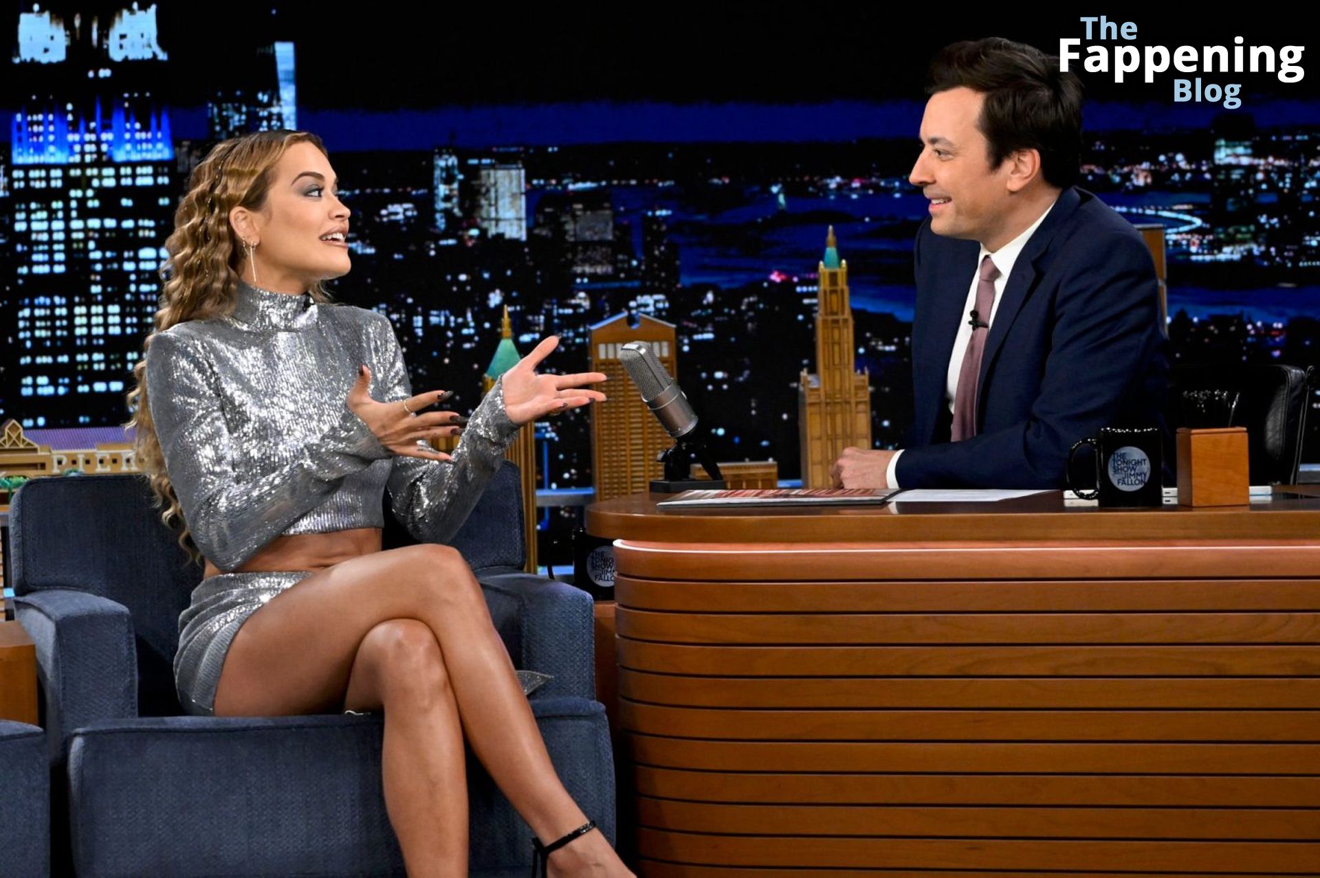 Rita Ora Displays Sexy Legs in a Mini Skirt on “The Tonight Show with Jimmy Fallon” (25 Photos + Video)