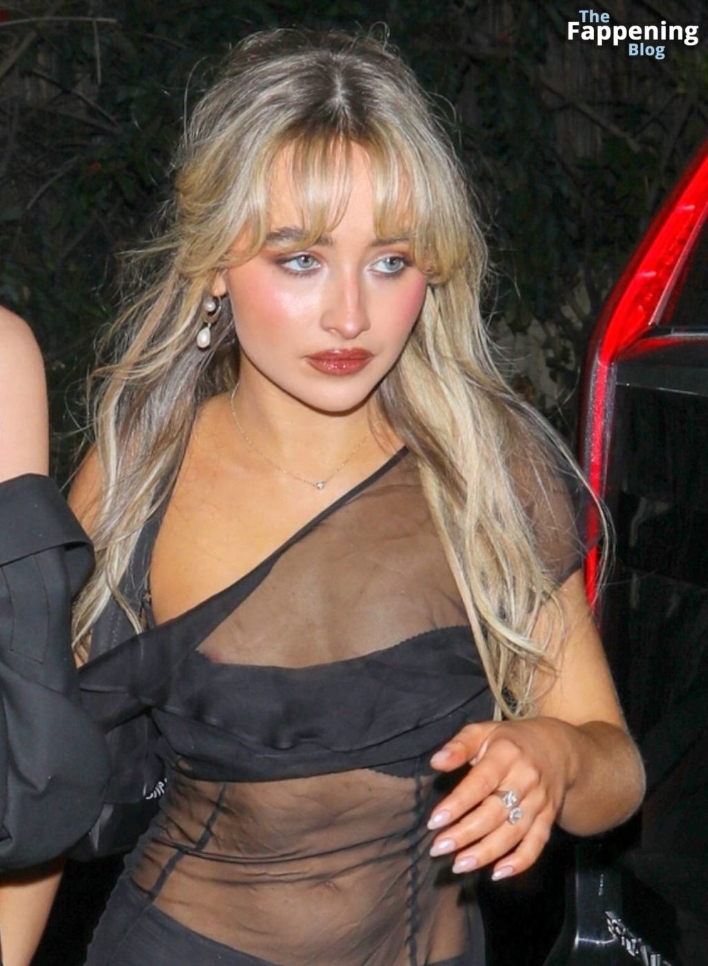 Sabrina Carpenter Has A Slight Areola Peek In A Revealing Dress At The Golden Globes After Party 2341