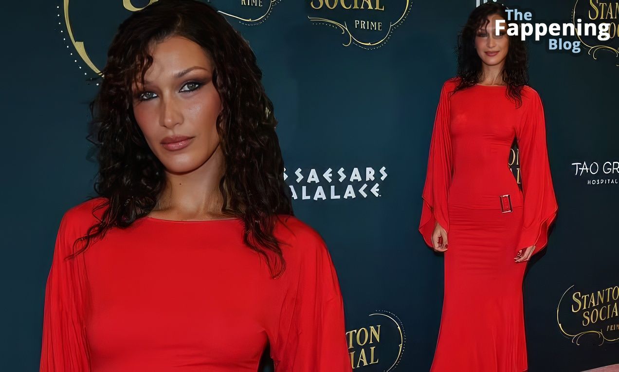 Bella Hadid Looks Hot in Red at the Grand Ppening of Stanton Social Prime in Las Vegas (37 Photos)