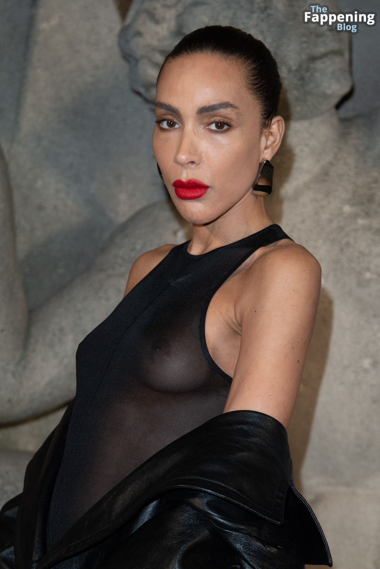 Ines Rau Shows Off Her Nude Tits at the Saint Laurent Fashion Show in Paris (12 Photos)