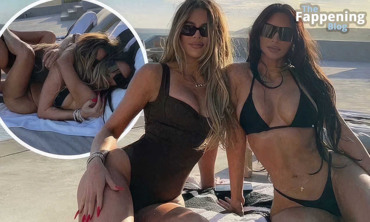 Kim &amp; Khloe Kardashian Pose for a New Poolside Sexy Shoot (7 Photos)