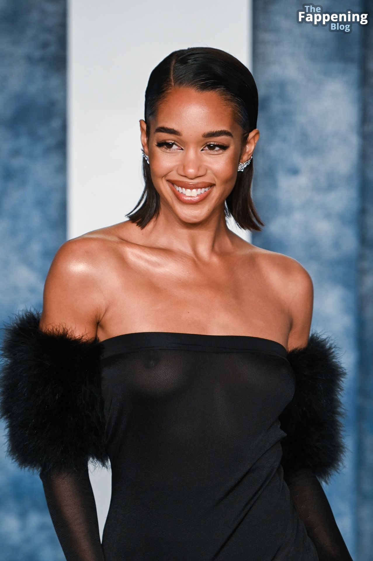 Laura Harrier Flashes Her Nude Tits at the 2023 Vanity Fair Oscar Party (20 Photos)