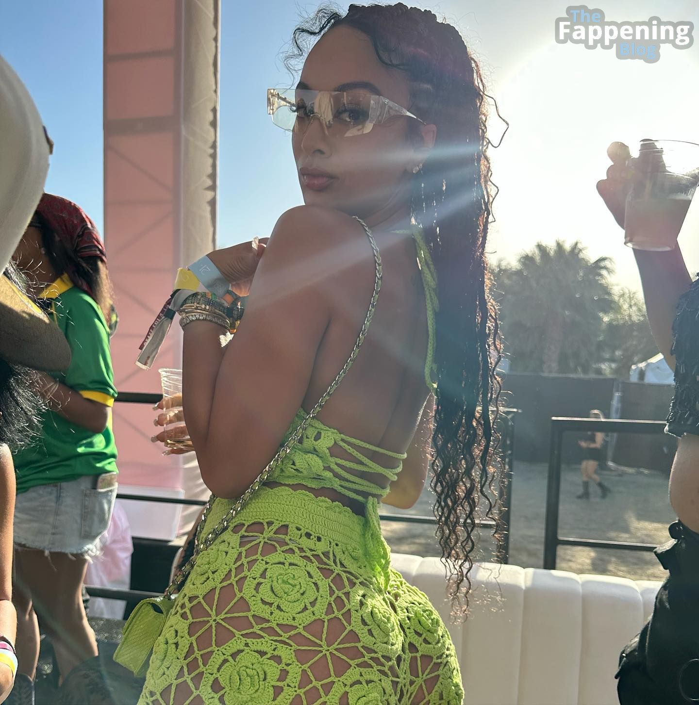 Draya Michele Displays Her Sexy Boobs in a Green Outfit at the REVOLVE Festival (11 Photos)