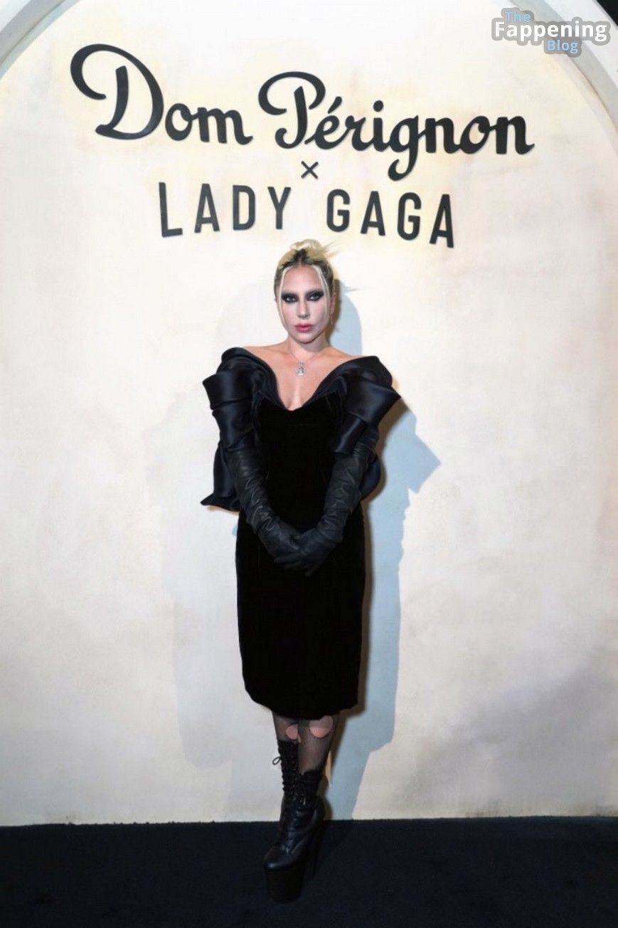 Lady Gaga Shows Off Nice Cleavage at the Dom Pérignon Party (9 Photos)