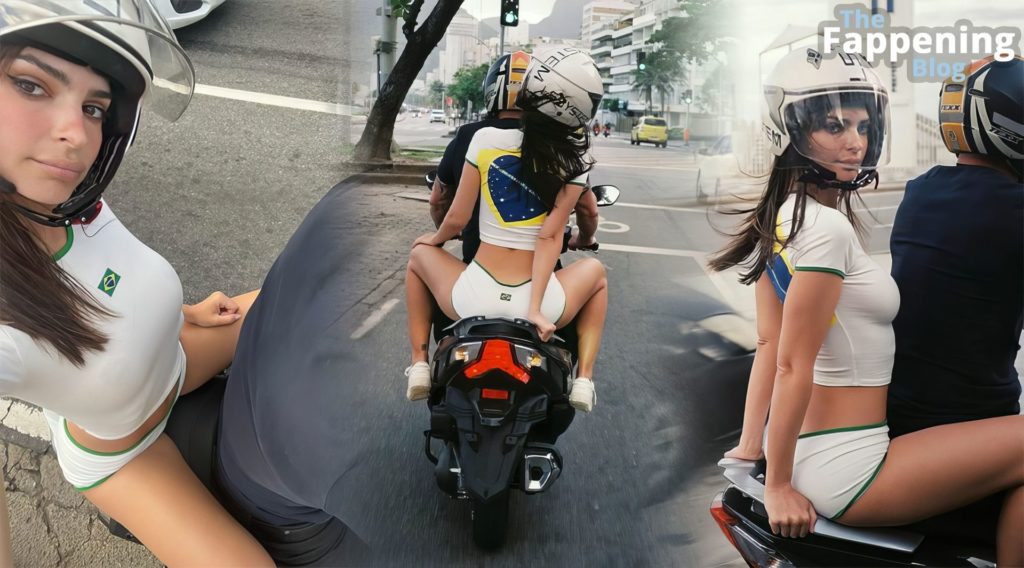 Braless Emily Ratajkowski Shows Off Her Tits And Booty On A Scooter 6 Photos Video 4284