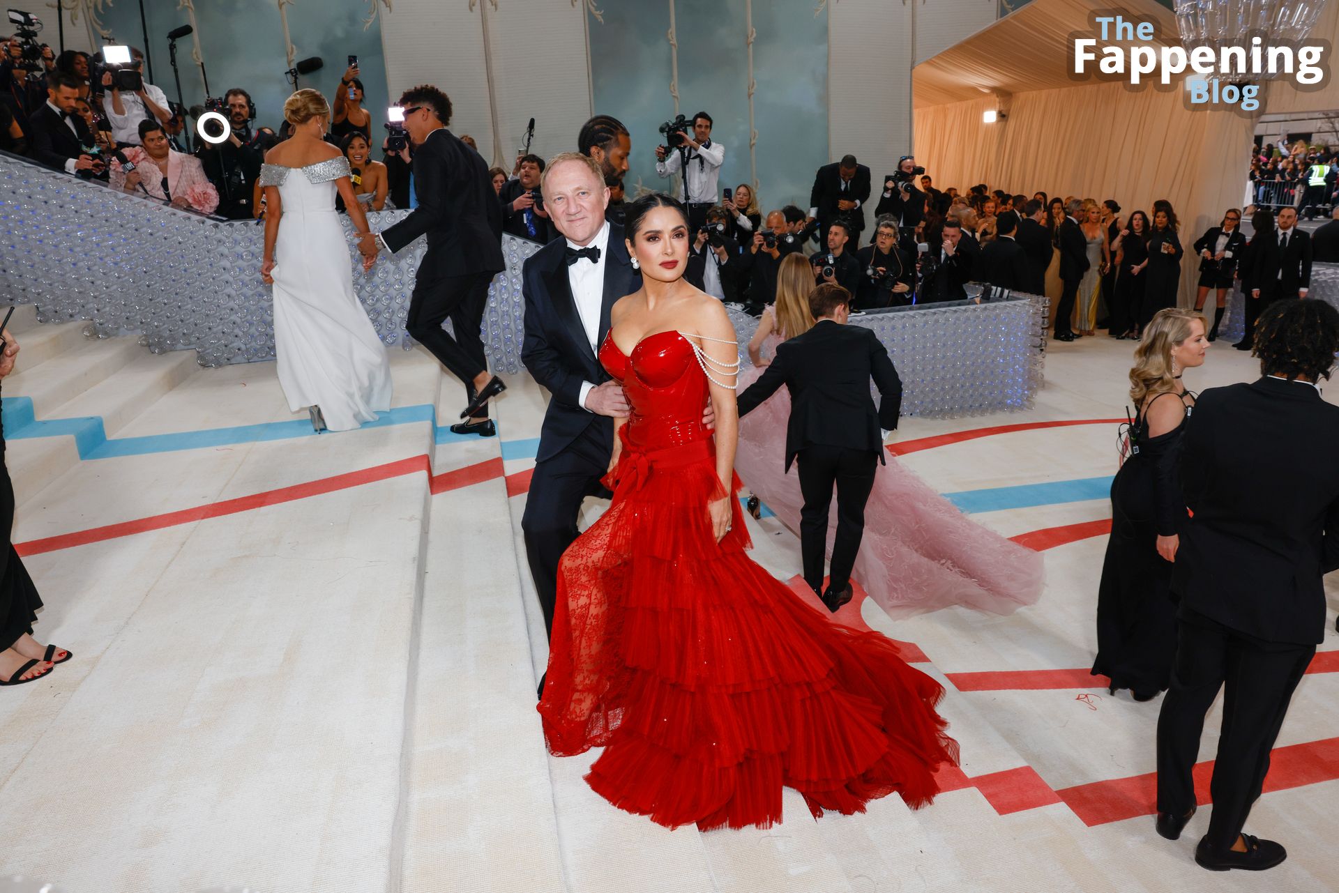 Salma Hayek Stuns in a Red Latex Dress at the 2023 Met Gala in NYC (91 Photos)