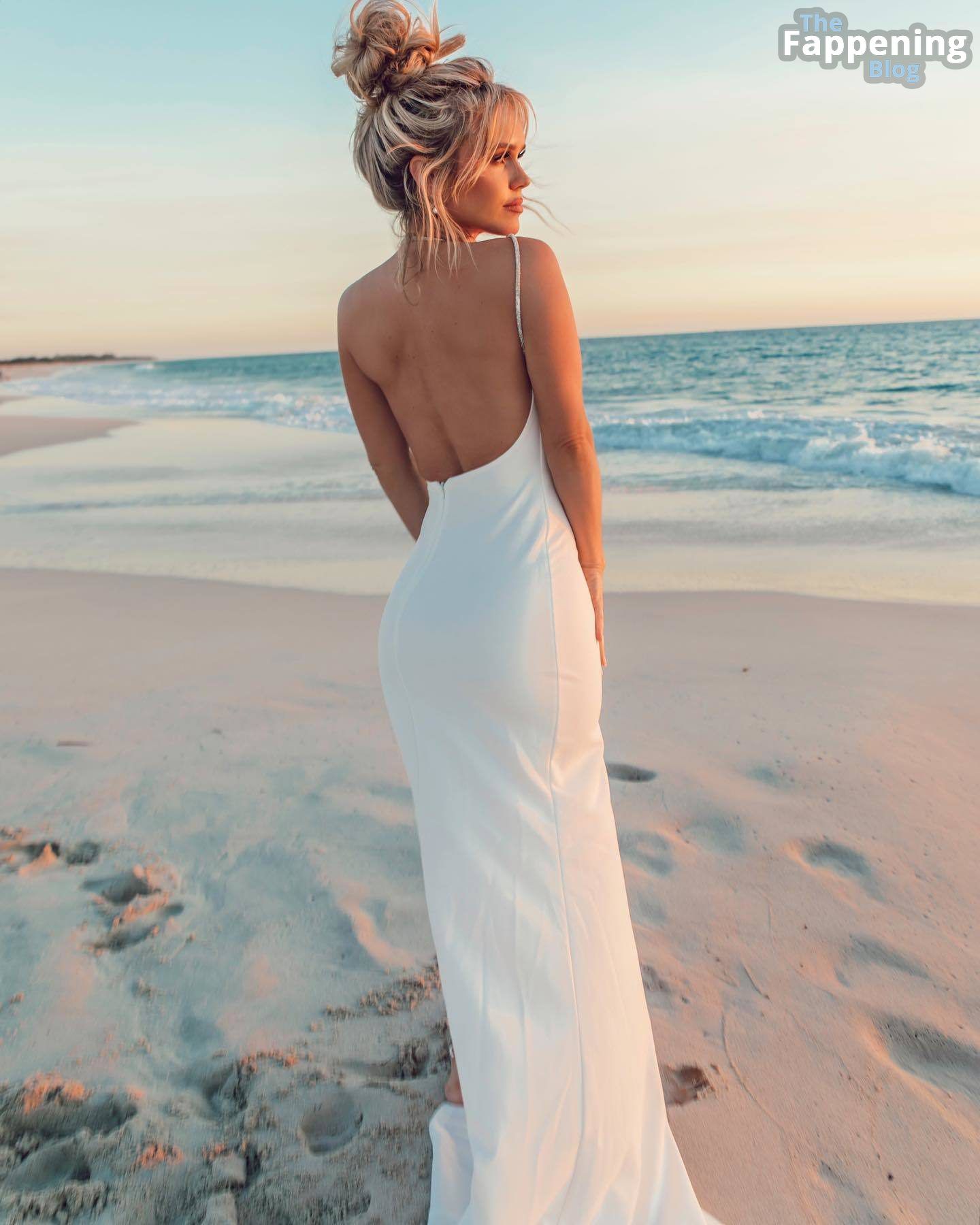 Hilde Osland Poses in a White Dress on the Beach in Perth (10 Photos)