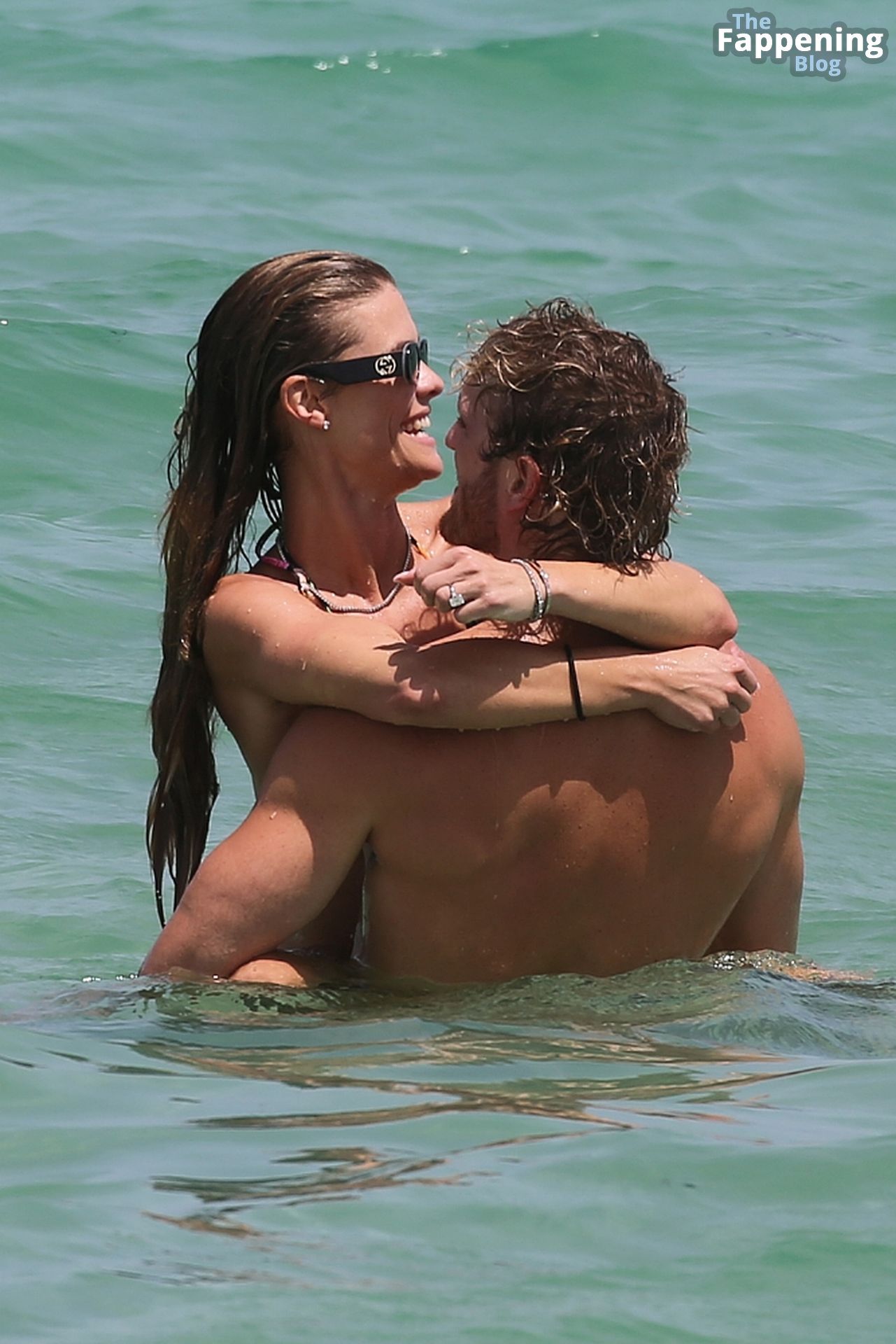 Nina Agdal Wears a Black Floral Bikini and Shows Plenty of PDA with Logan Paul in Miami (44 Photos)