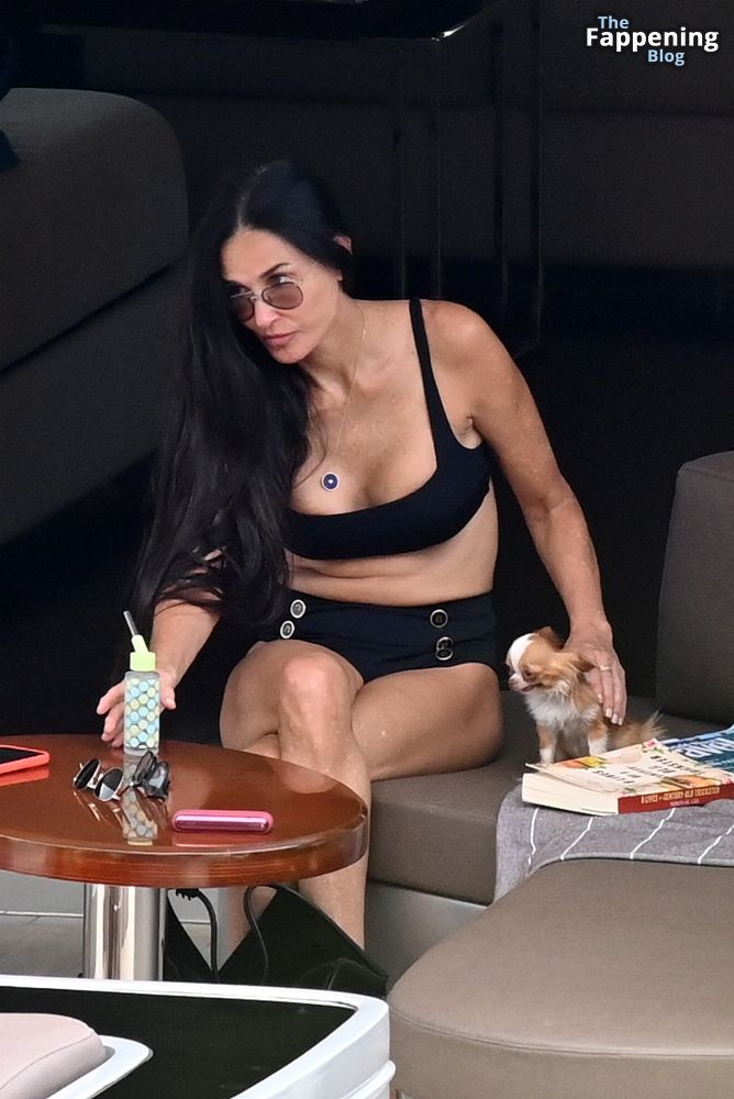 Demi Moore is Chic in a Black Swimsuit as She Continues Her Greek Vacation (47 Photos)