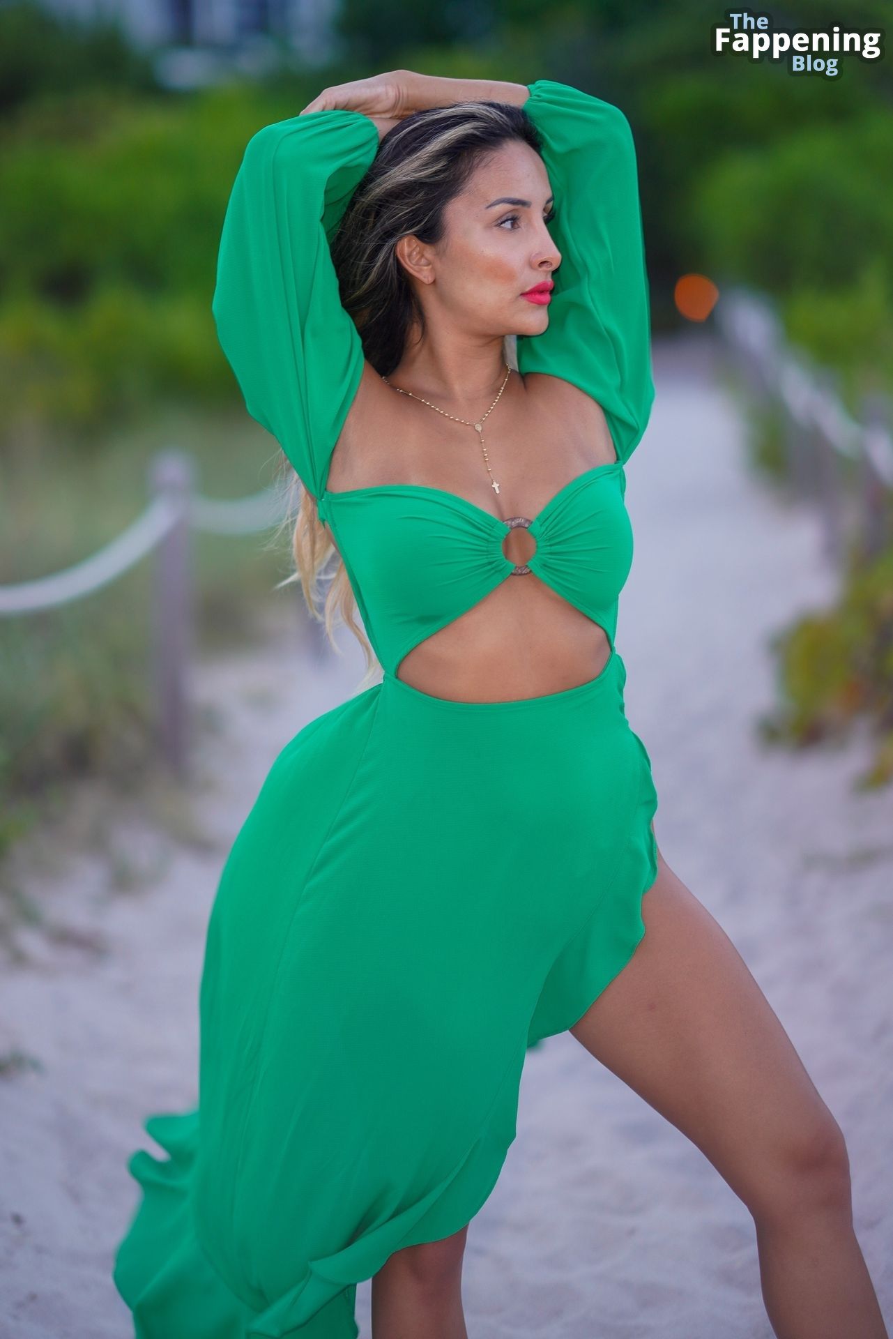 Dorina Guillen Looks Sexy in a Sultry Green Dress in Miami (8 Photos)