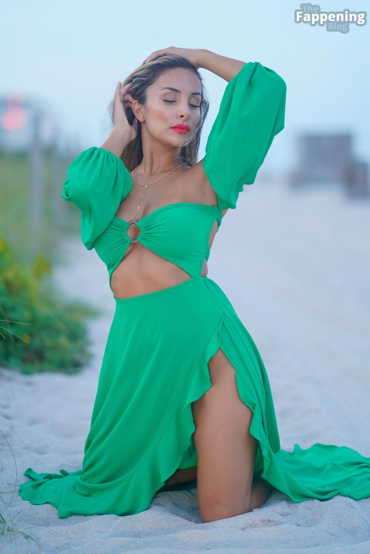 Dorina Guillen Looks Sexy in a Sultry Green Dress in Miami (8 Photos)