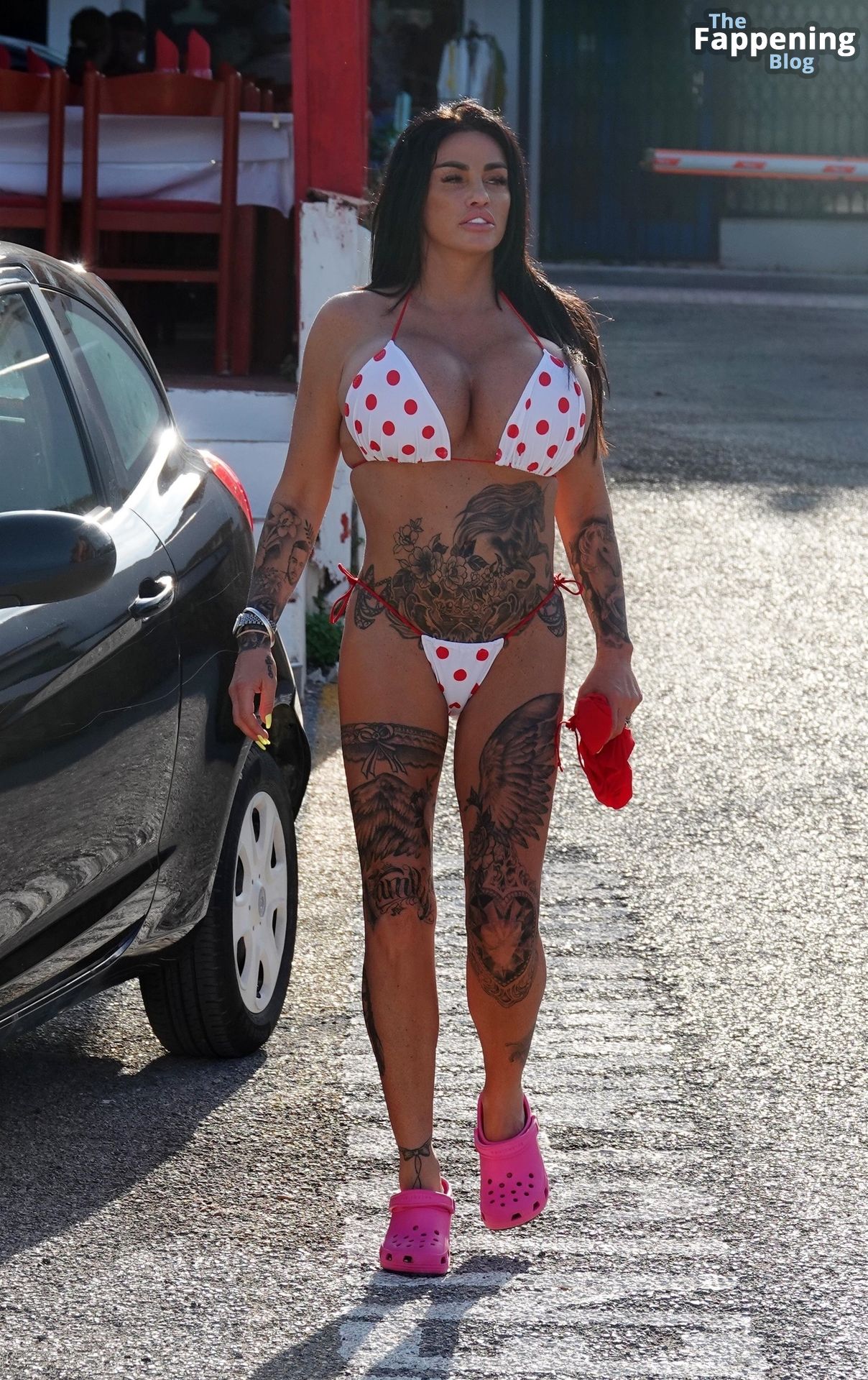 Katie Price Rocks in a Red and White Polka-Dotted Bikini on Holiday in Ibiza (30 Photos)