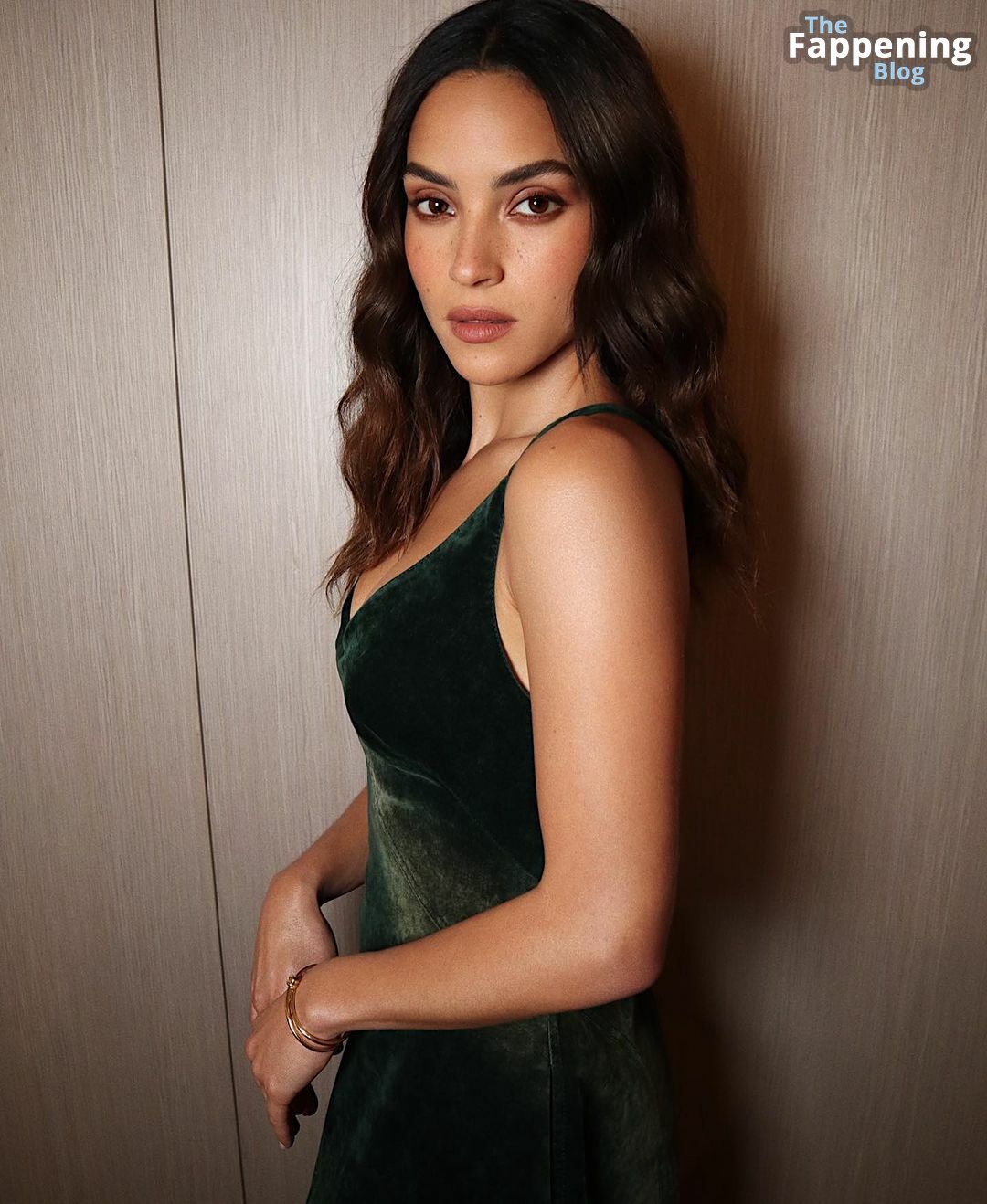 Adria Arjona Flaunts Her Cleavage in a Green Dress (14 Photos)