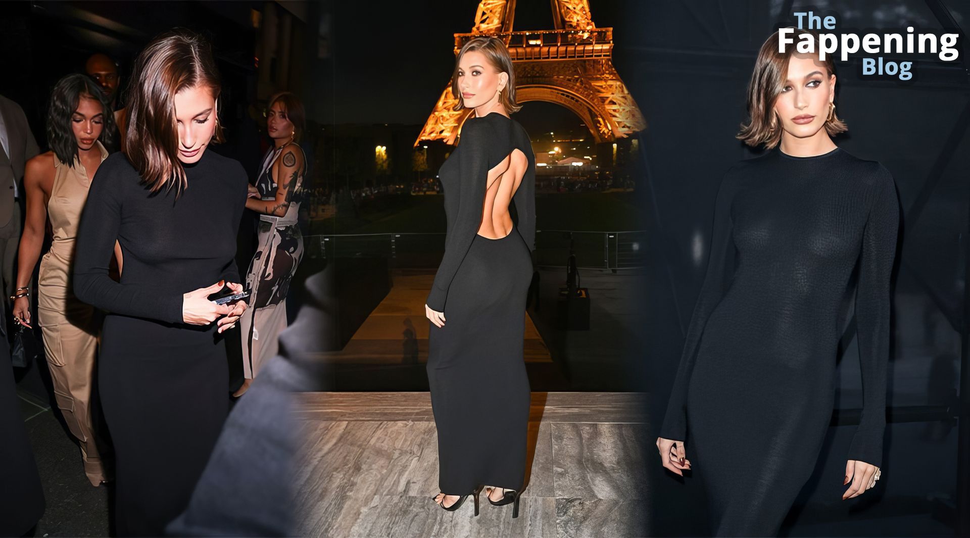 Hailey Baldwin Looks Hot in a Tight Black Dress at the Saint Laurent Show in Paris (84 Photos)