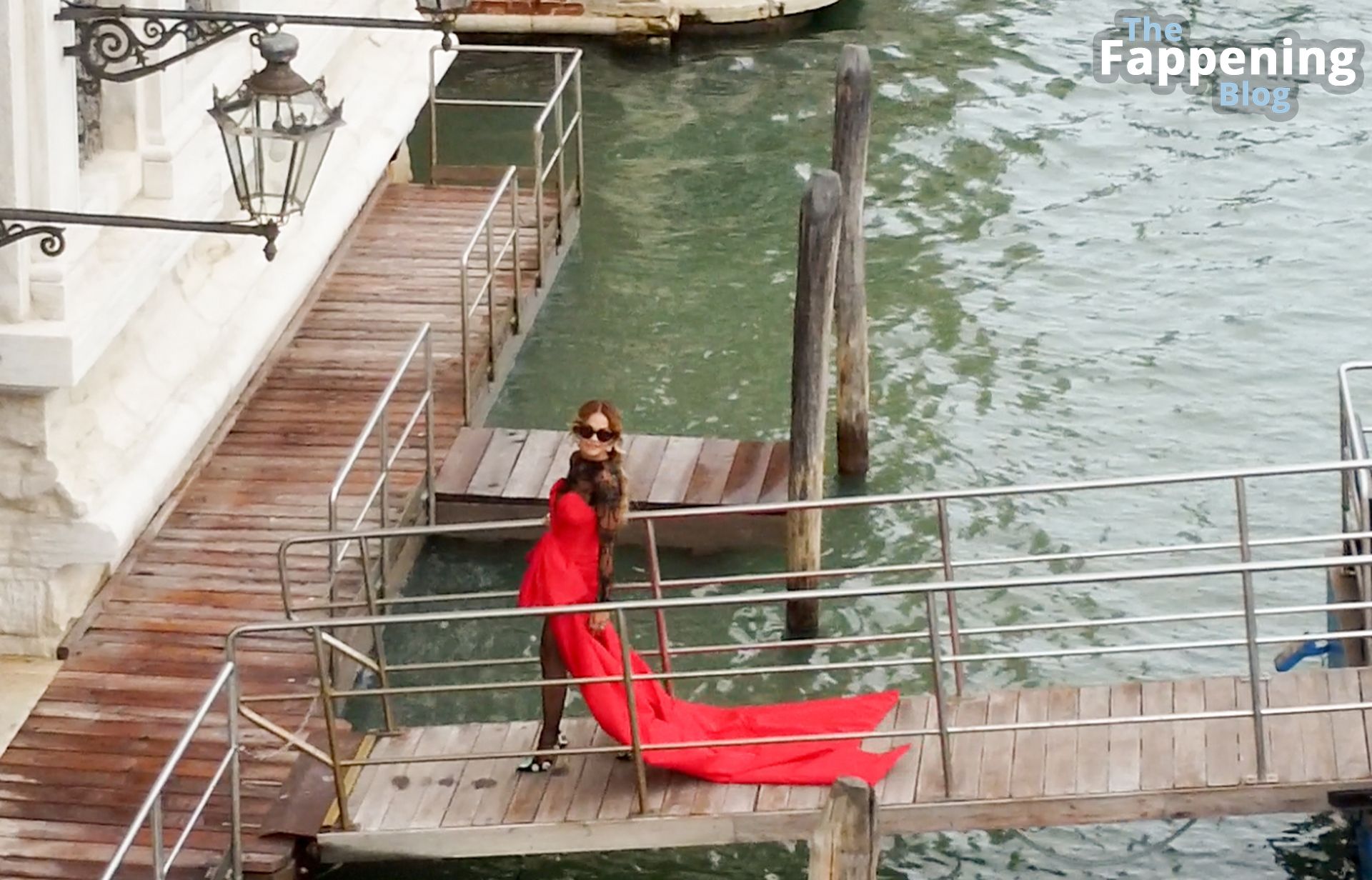 Rita Ora Flaunts Her Boobs and a Long Moschino Red Dress Heading to a Boat in Venice (42 Photos)