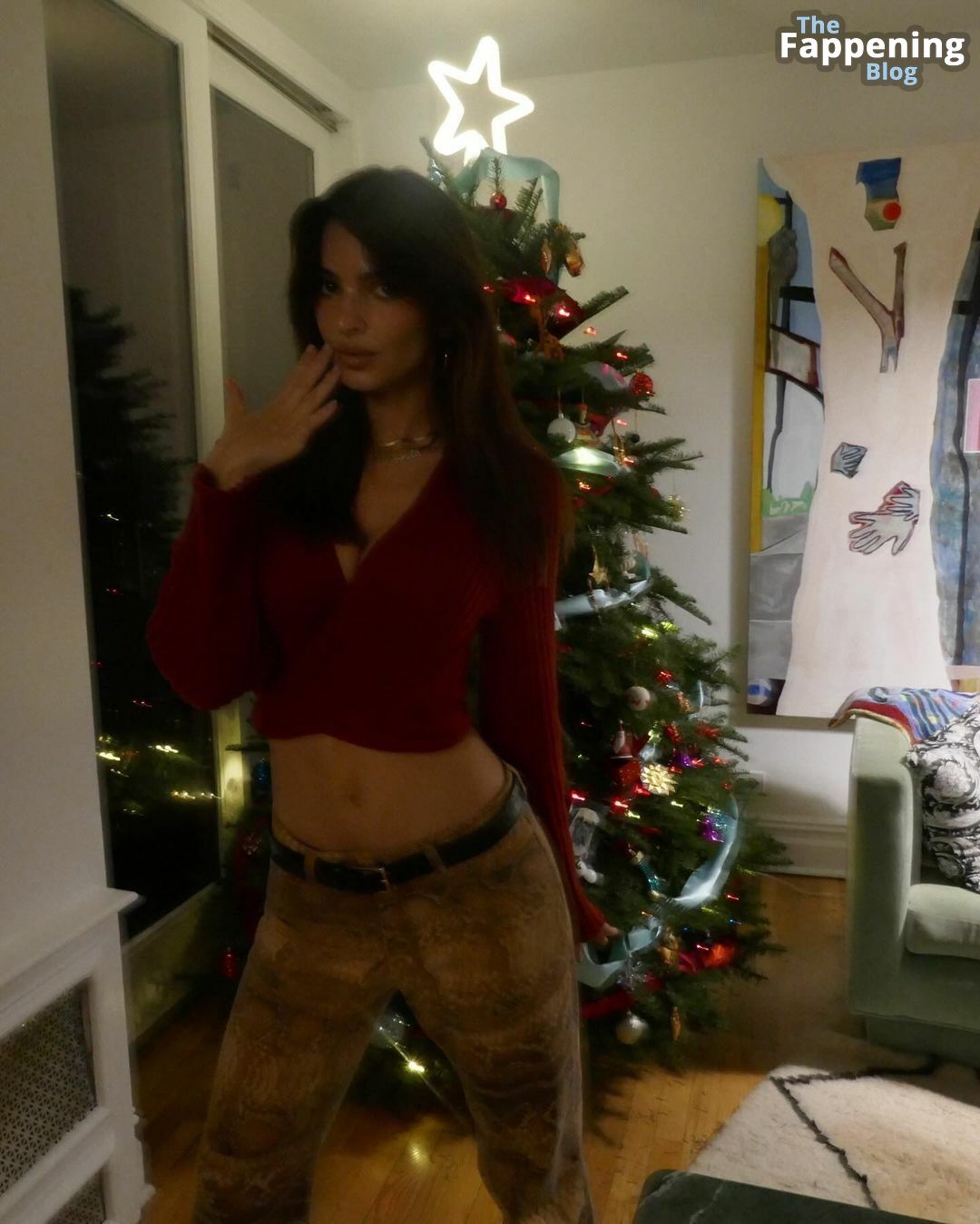 Emily Ratajkowski Displays Her Christmas Cleavage (7 Photos)
