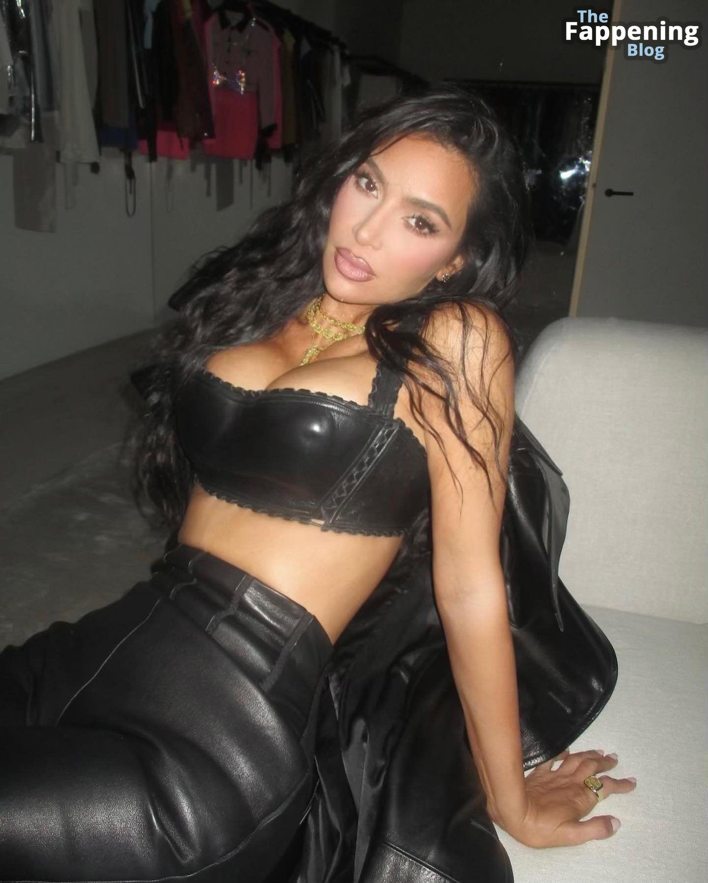 Kim Kardashian Displays Her Assets in a Leather Outfit (9 Photos)
