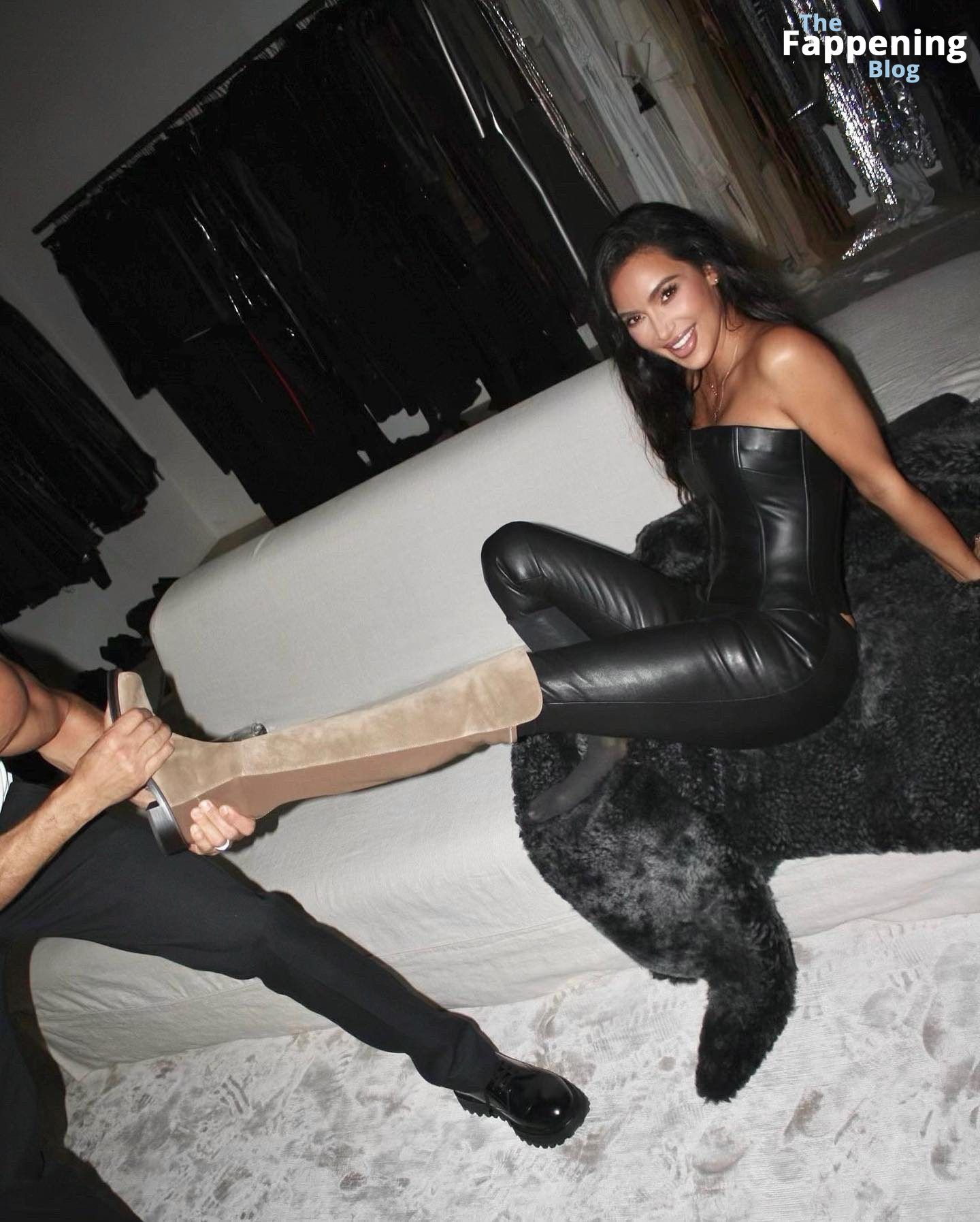 Kim Kardashian Displays Her Assets in a Leather Outfit (9 Photos)