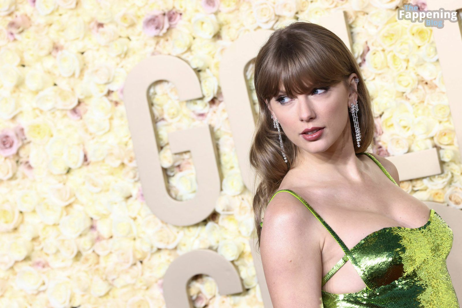 Taylor Swift Displays Her Sexy Tits in a Green Dress at the 81st Annual Golden Globe Awards (217 Photos)