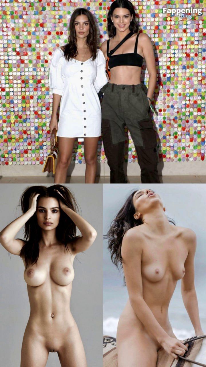 Emily Ratajkowski &amp; Kendall Jenner Nude &amp; Sexy (1 Collage Photo)