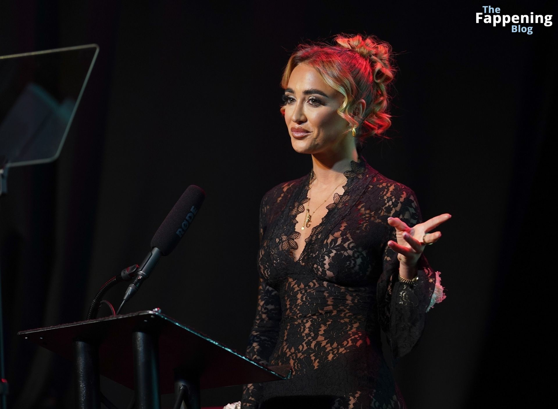 Georgia Harrison Displays Her Nude Tits Wearing a See-Through Lace Dress to Present Awards in Newcastle (48 Photos)