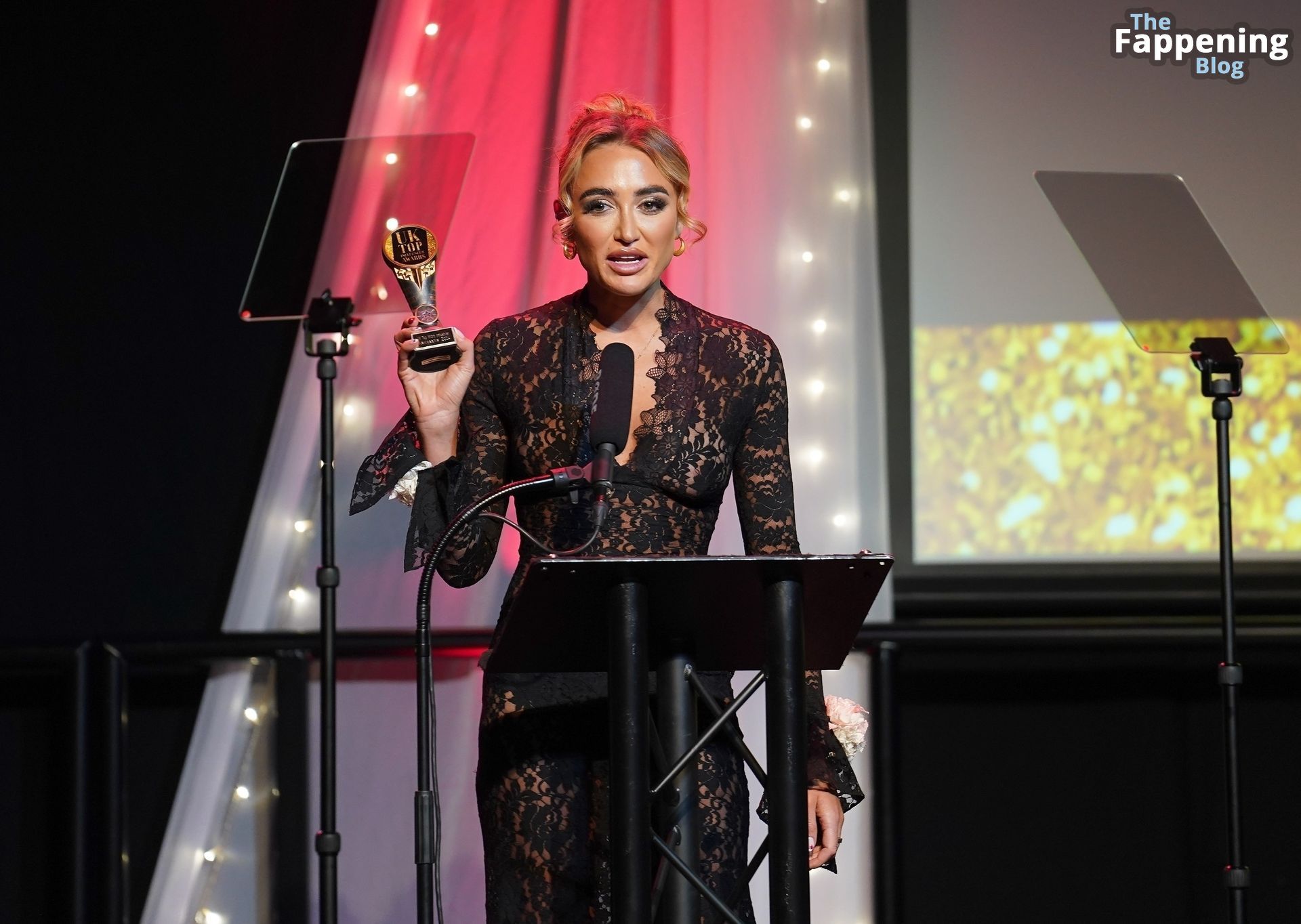 Georgia Harrison Displays Her Nude Tits Wearing a See-Through Lace Dress to Present Awards in Newcastle (48 Photos)