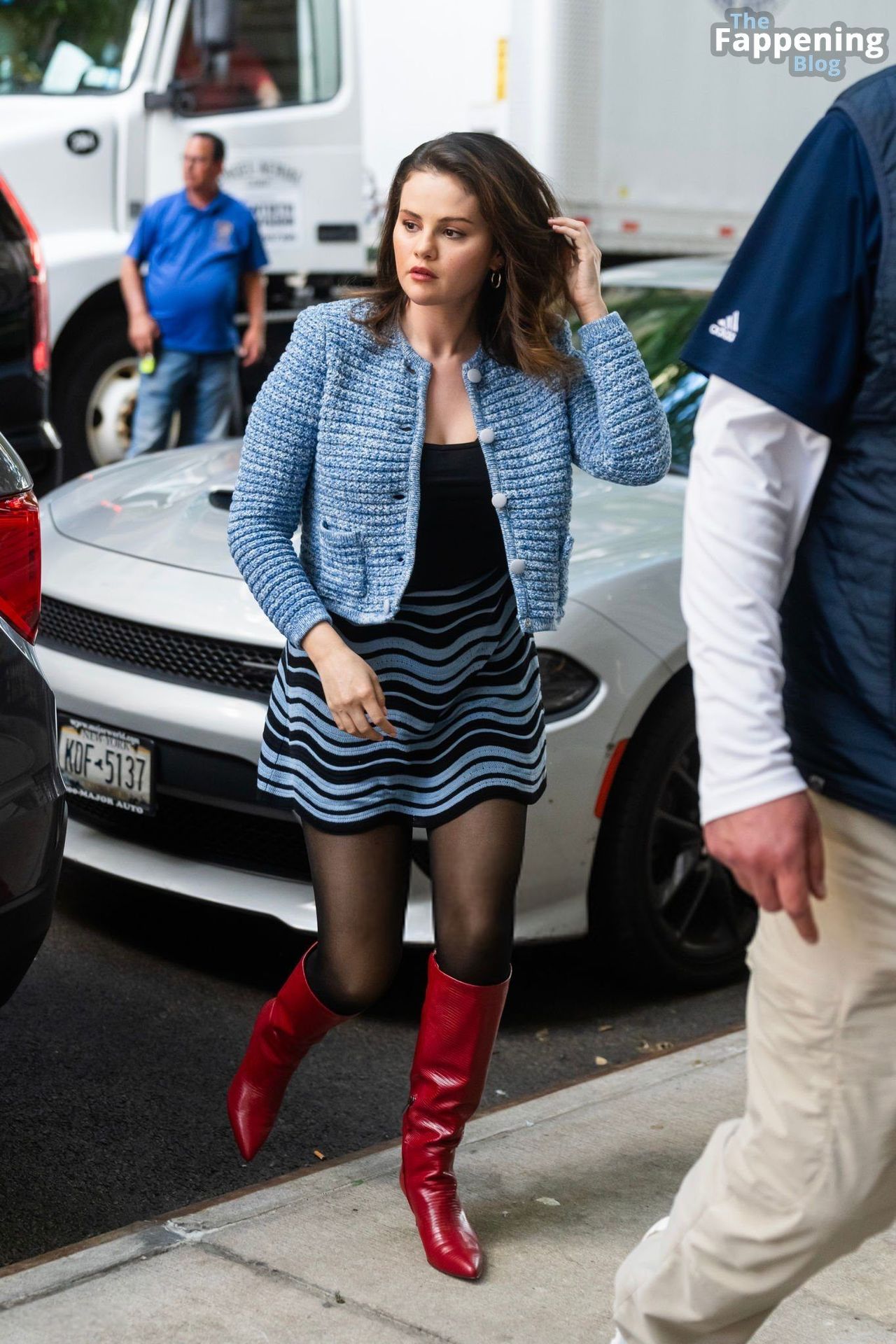 Selena Gomez Looks Hot in Red Boots and Black Stockings on the “Only Murders” Set in NYC (35 Photos)